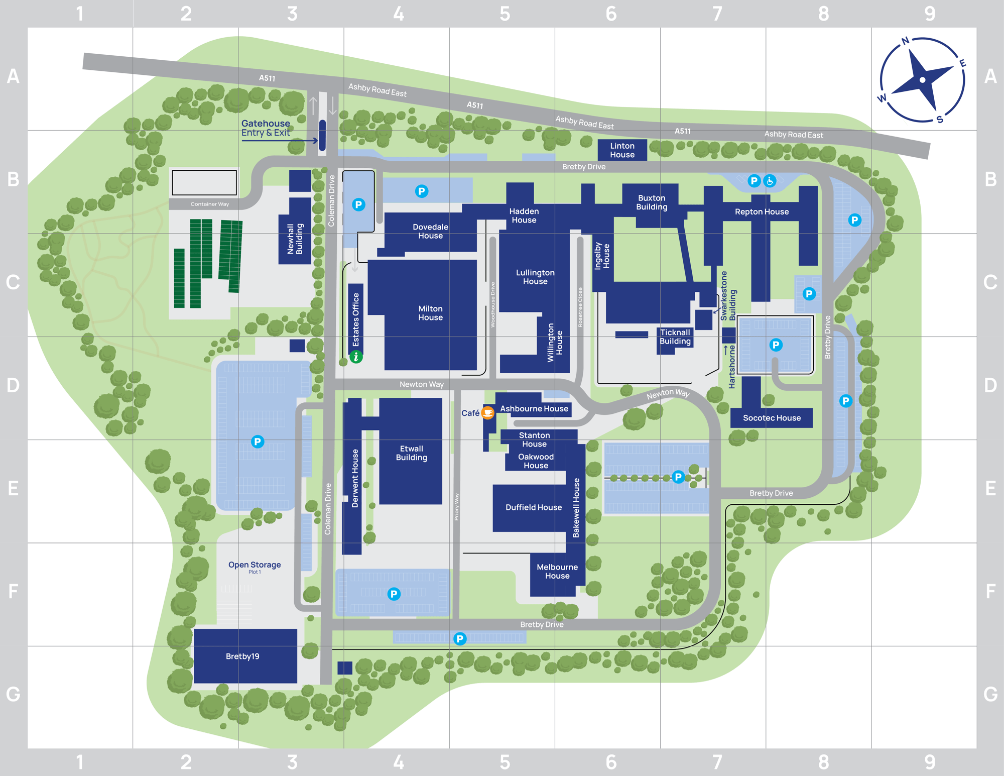 Estate plan (map) of the business park